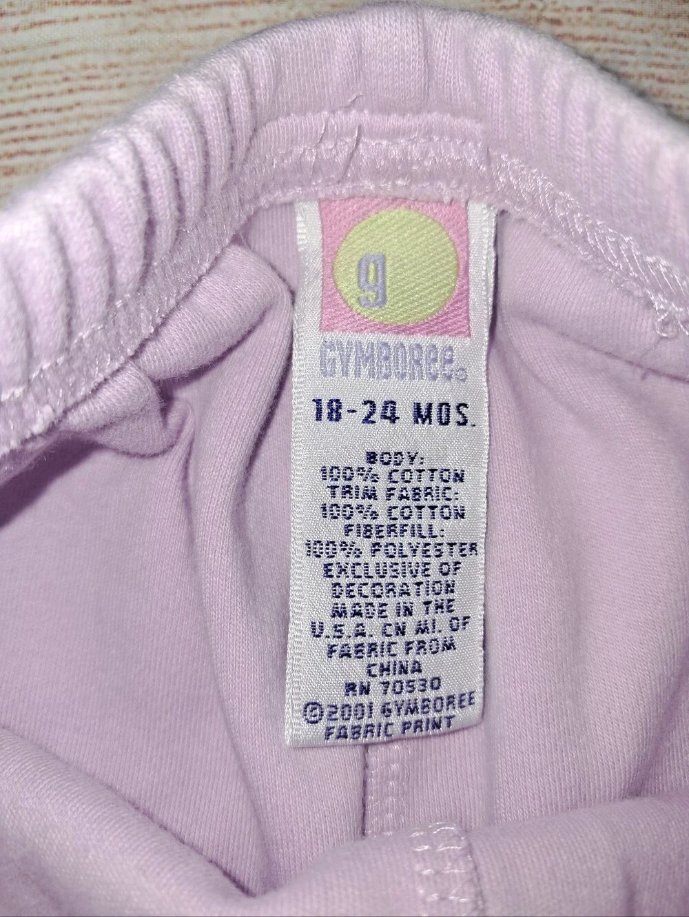 Y2K Gymboree Girls' Lavender Floral Embroidered Pants Size 18-24 Months